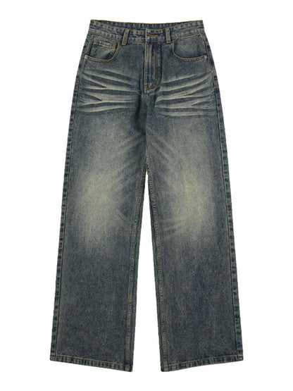 Men's Full Size Washed Wide Leg Relaxed Fit Jeans Plus Size - Fashorio