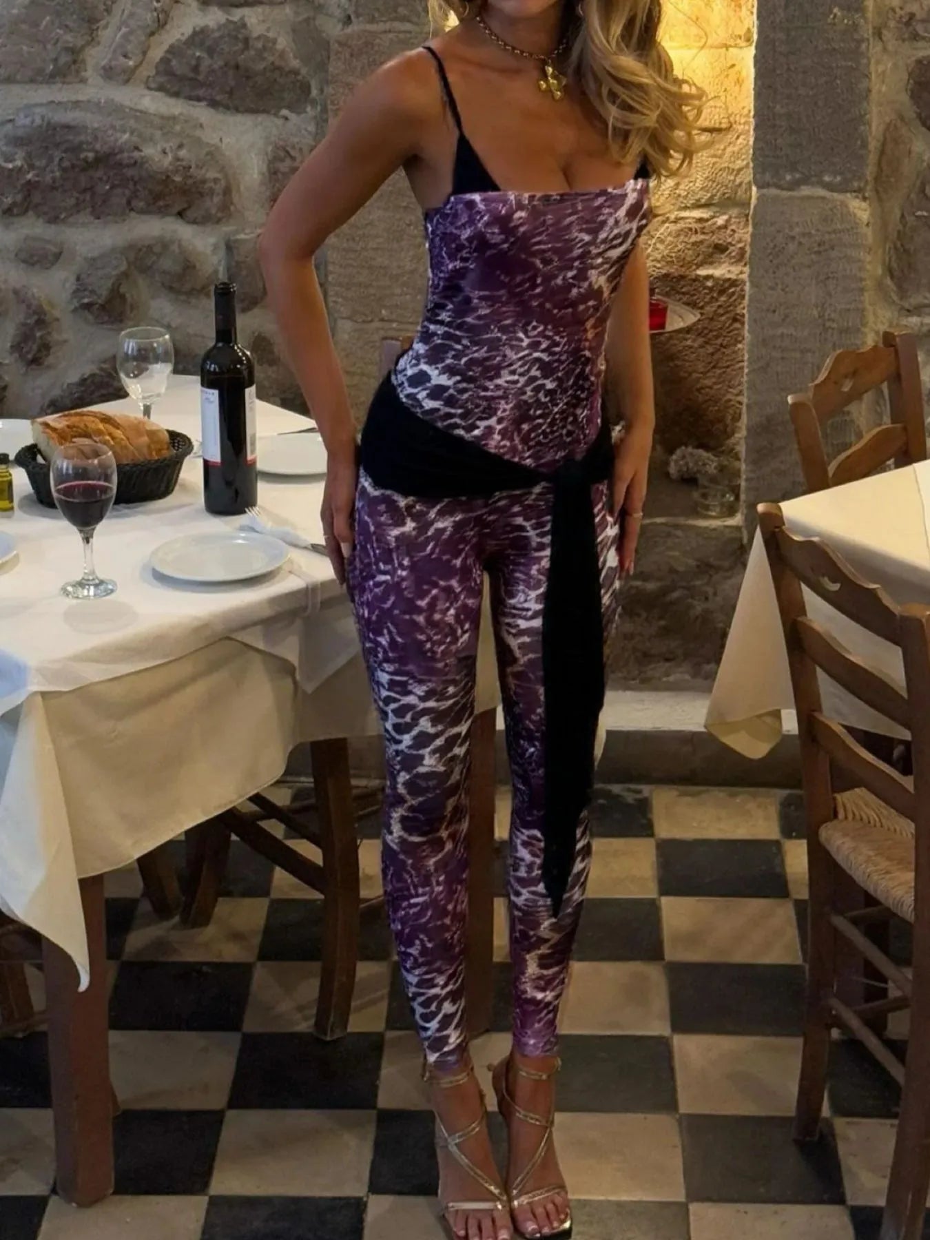Leopard Spaghetti Strap Jumpsuit - Fashorio