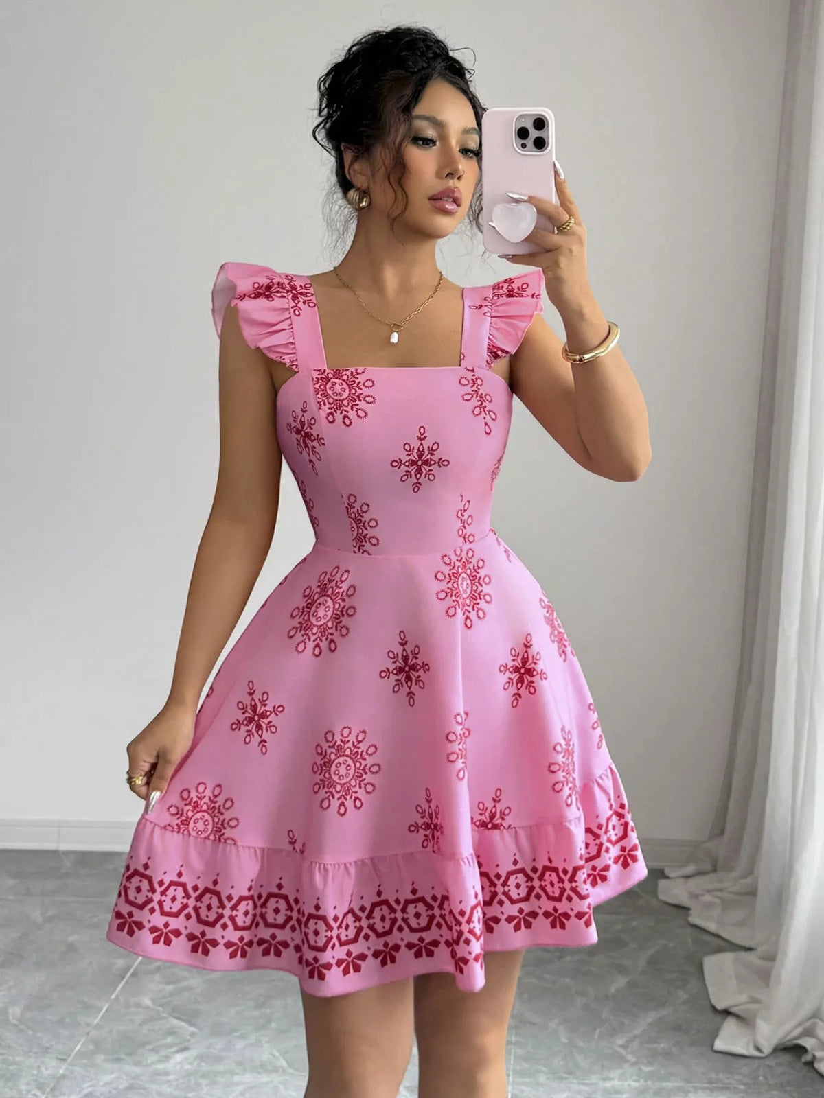 Third colorway of the square neck mini dress