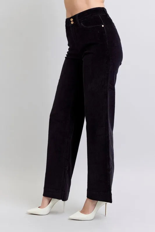 Judy Blue Full Size High Waist Corduroy Trouser Wide Plus Size - Fashorio