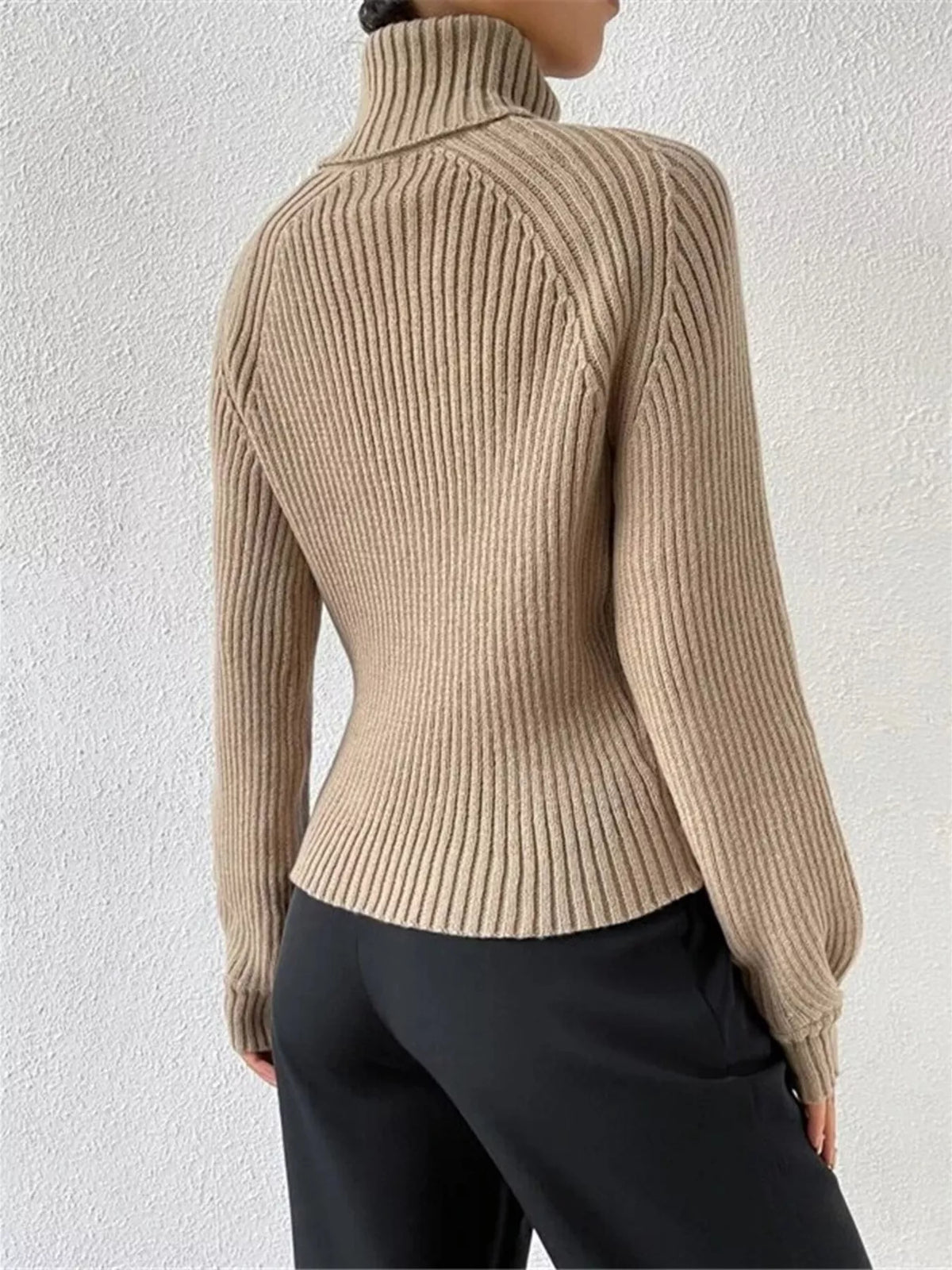 Turtleneck knit sweater full look