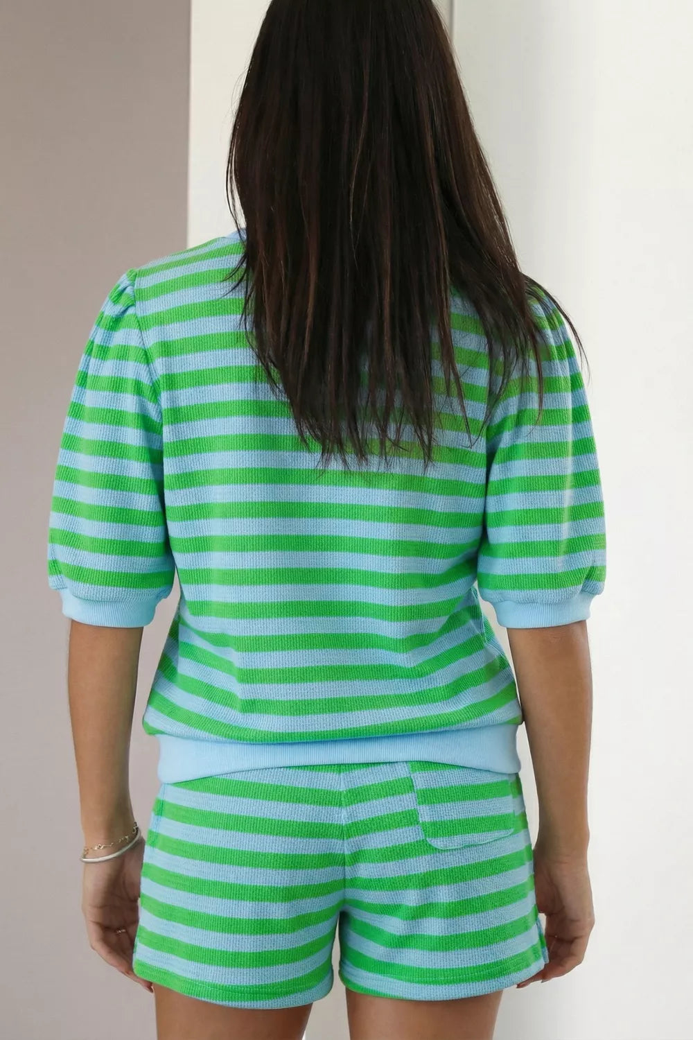 Stripe colorblock two piece set top detail