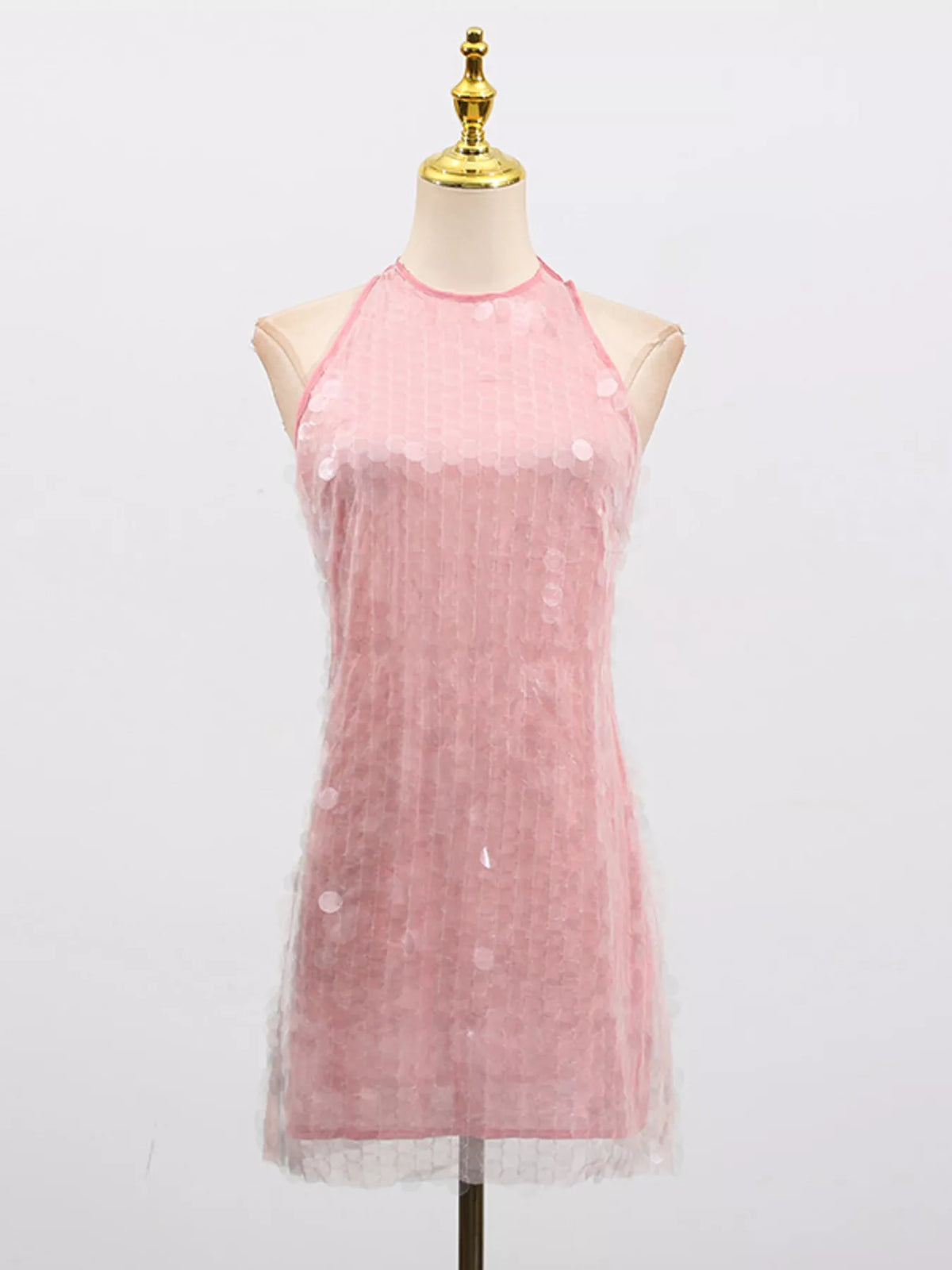 Sequin Halter Neck Mini Dress back view