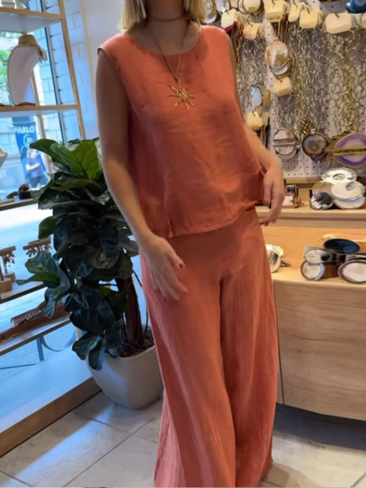 Tank and pants two piece set side view