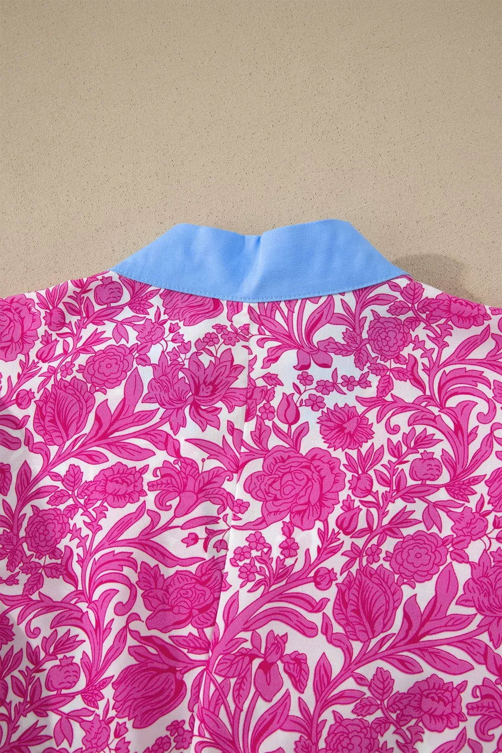 Pink floral ruffle cap sleeve maxi dress back view
