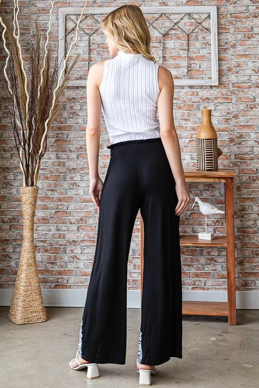 Heimish Full Size Solid Damask Casual Pants Plus Size - Fashorio