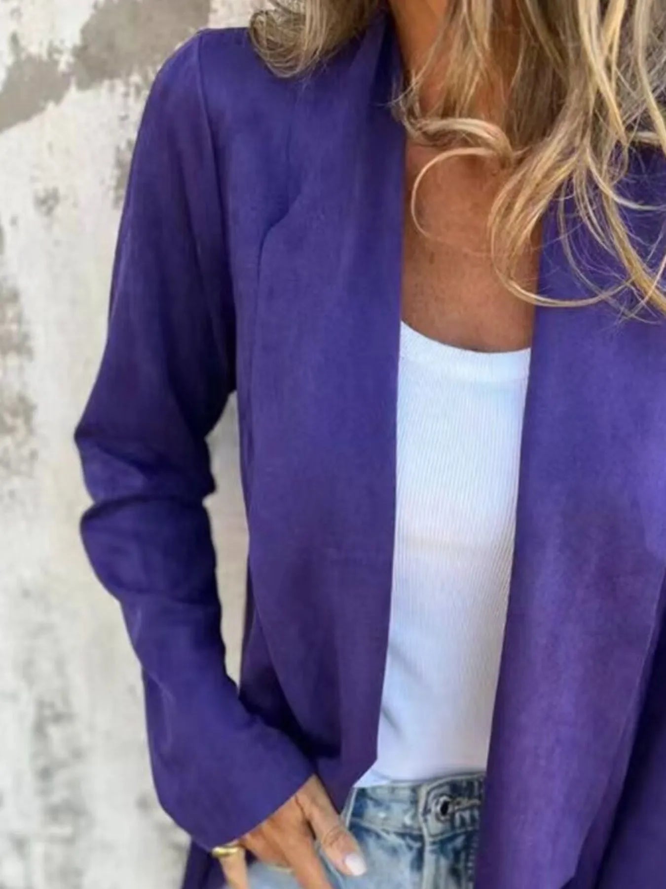 Full Size Open Front Casual Cardigan Plus Size - Fashorio