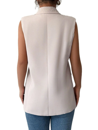 One Button Sleeveless Blazer - Fashorio