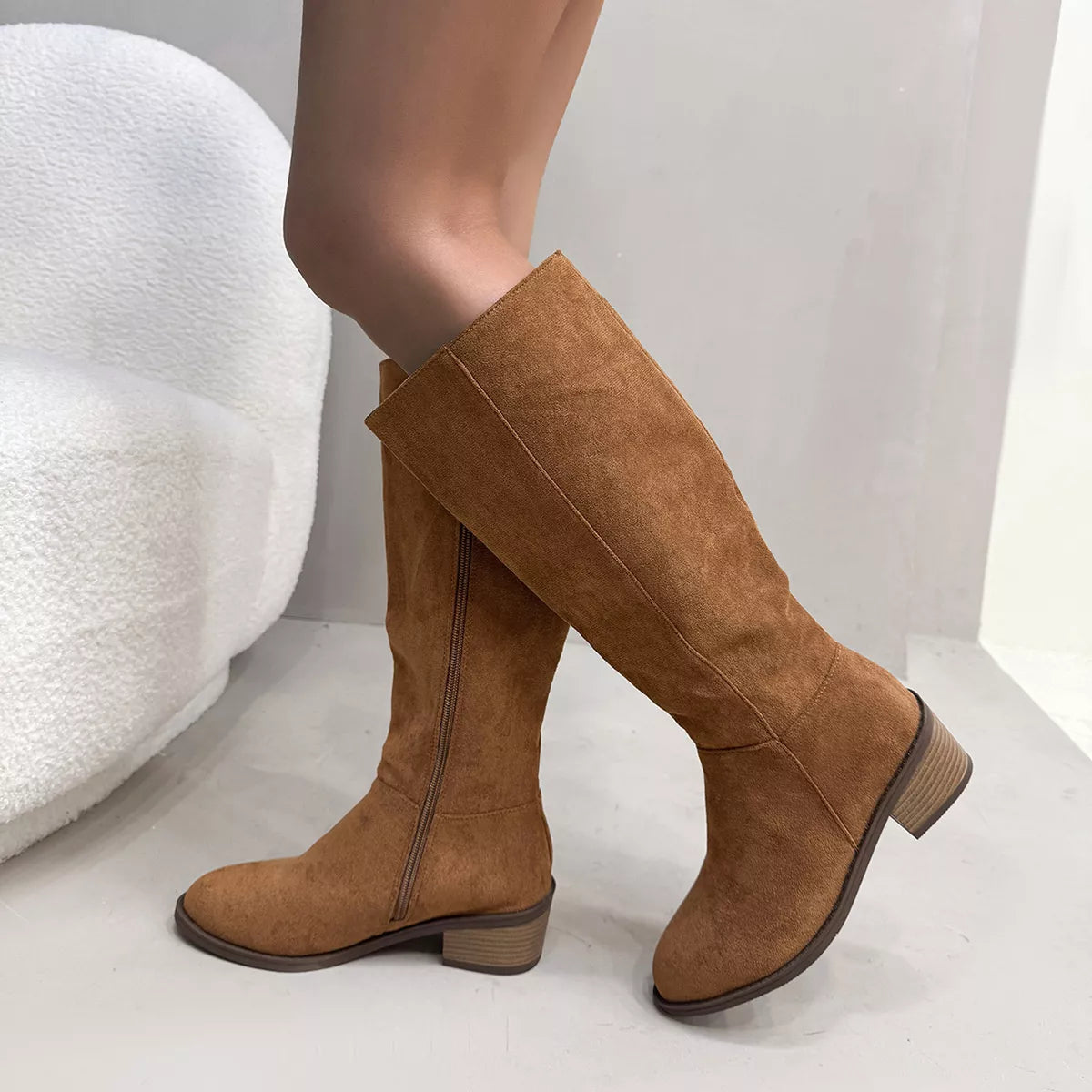 Knee high boots top down view