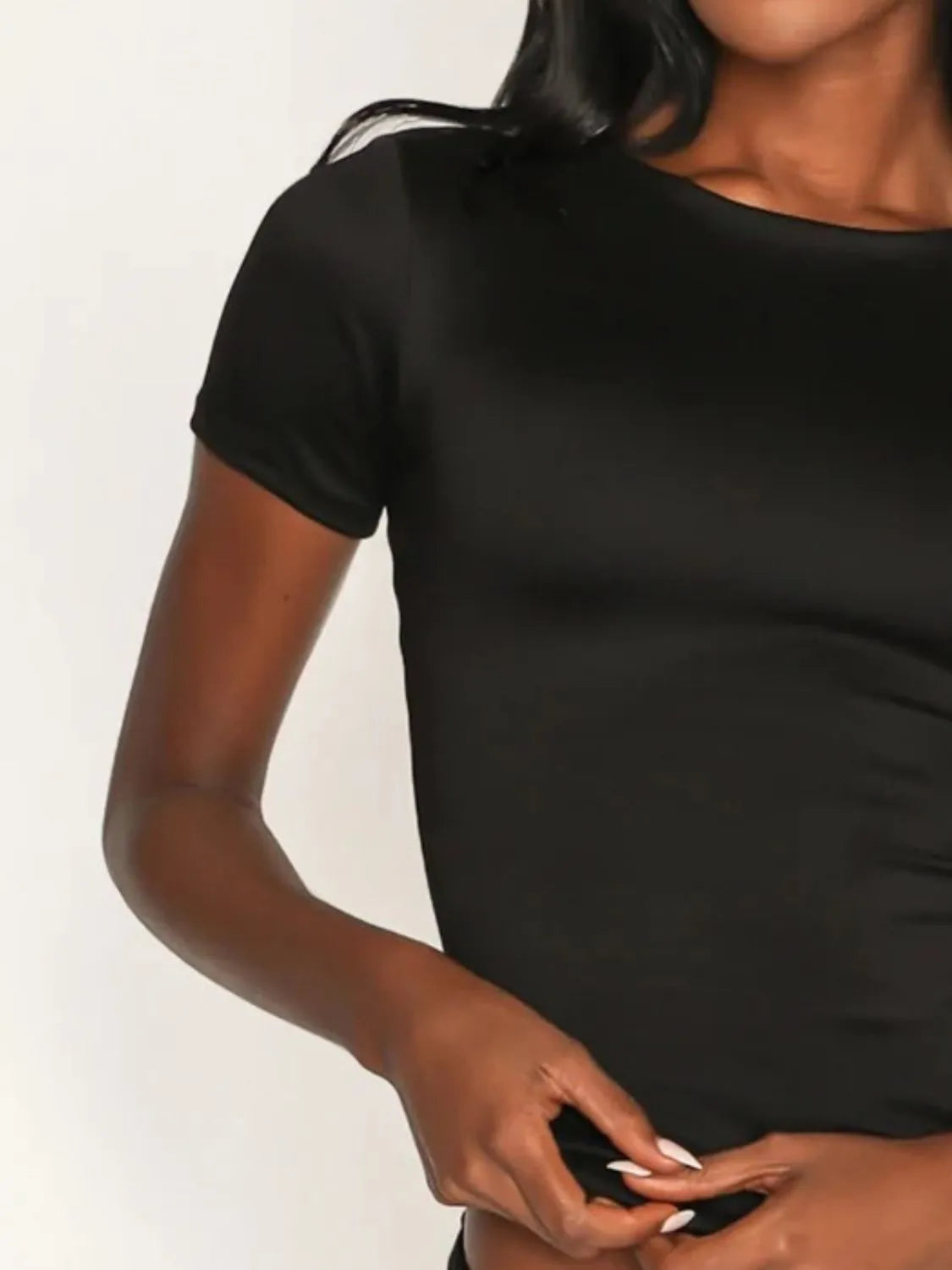 Round Neck Short Sleeve Swim Top - Fashorio