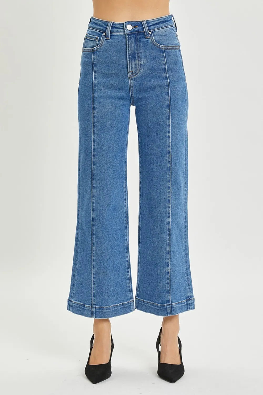 RISEN Full Size High Rise Wide Leg Jeans – Retro Flare Denim - Fashorio