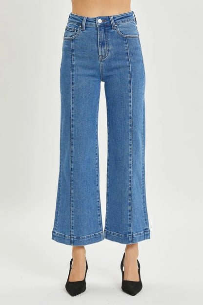 RISEN Full Size High Rise Wide Leg Jeans – Retro Flare Denim - Fashorio