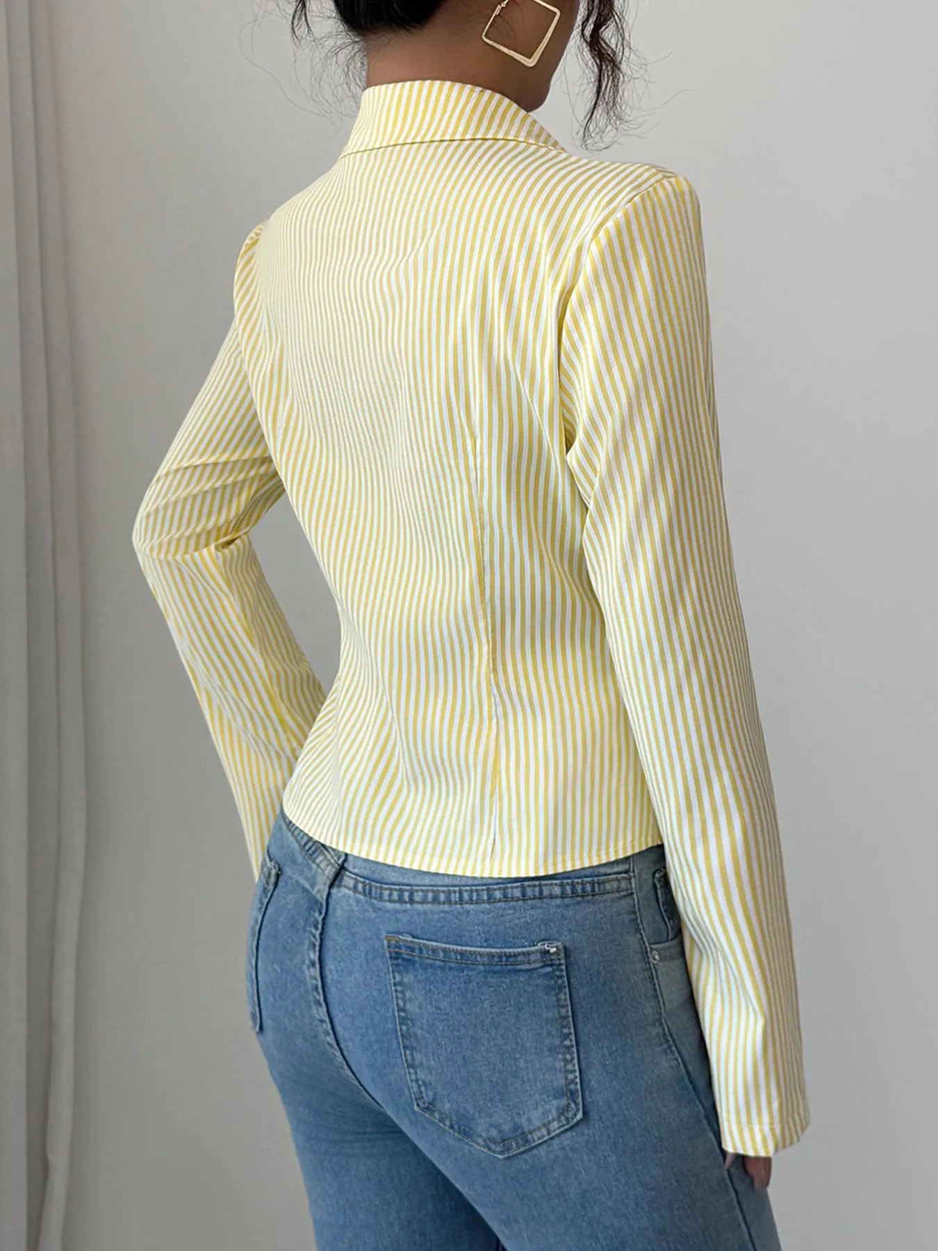 Striped Button-Up Long Sleeve Shirt - Fashorio