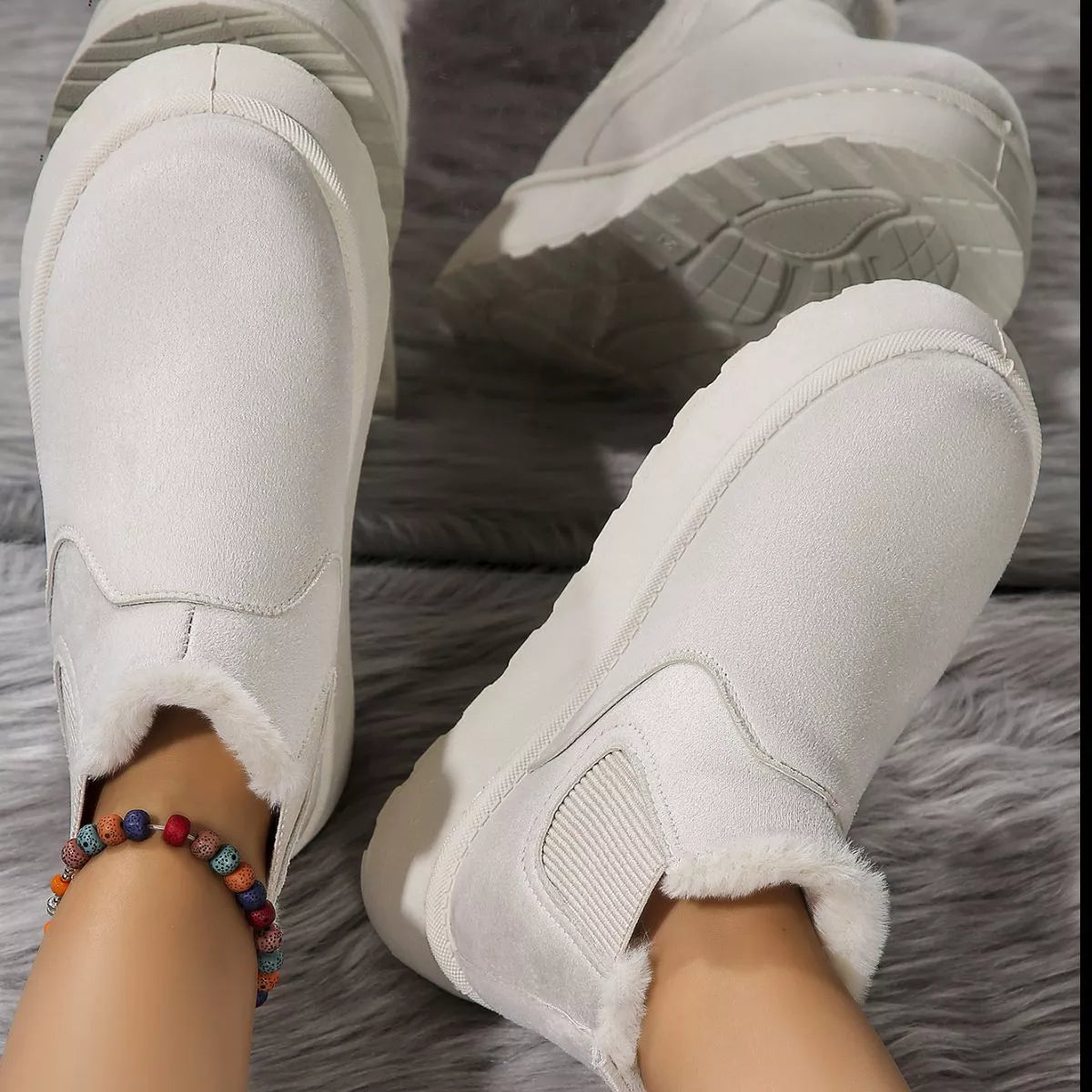 Round toe platform ankle boots studio shot