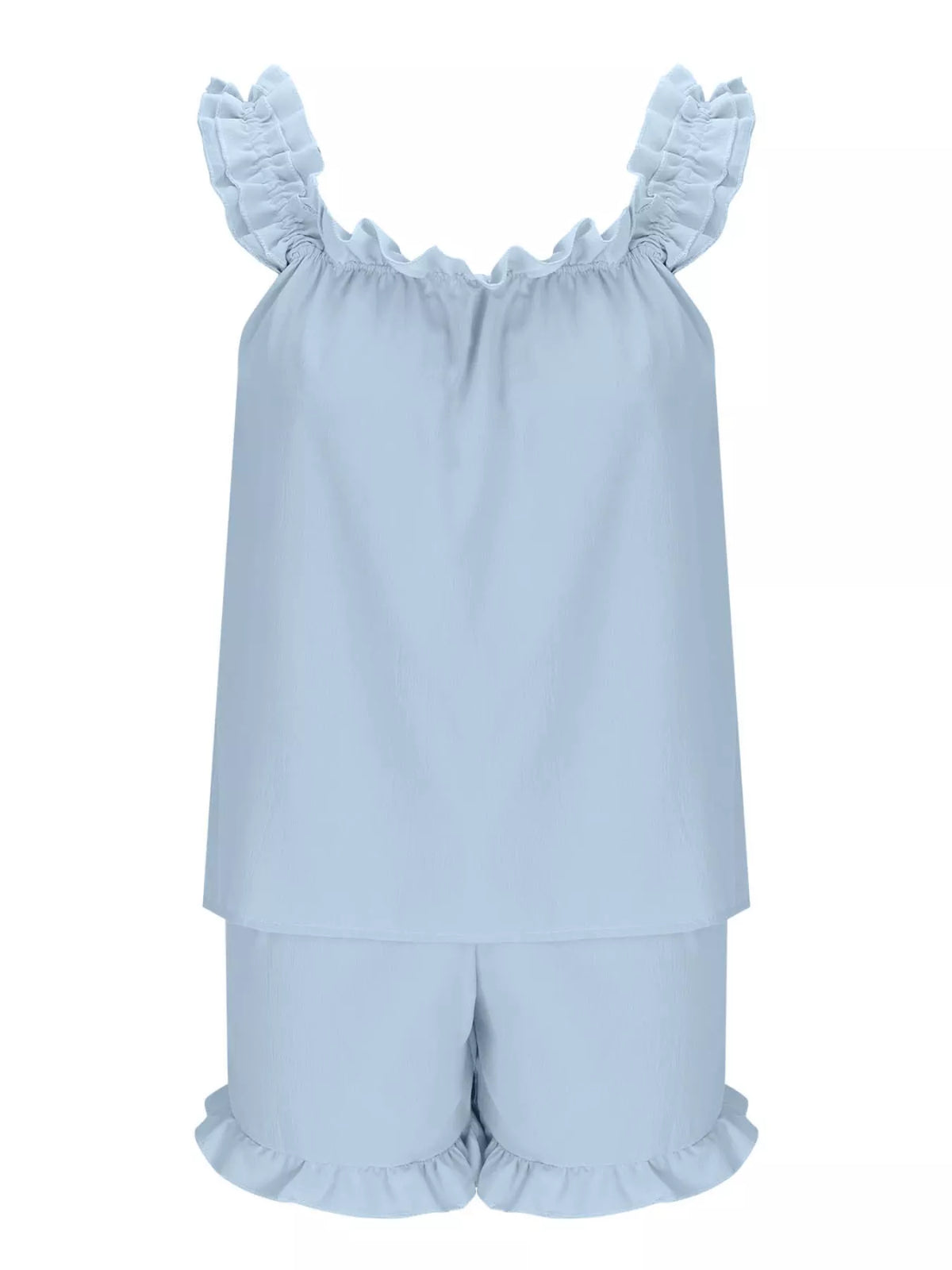 Ruffle Trim Sleeveless Top and Shorts Set, view 30