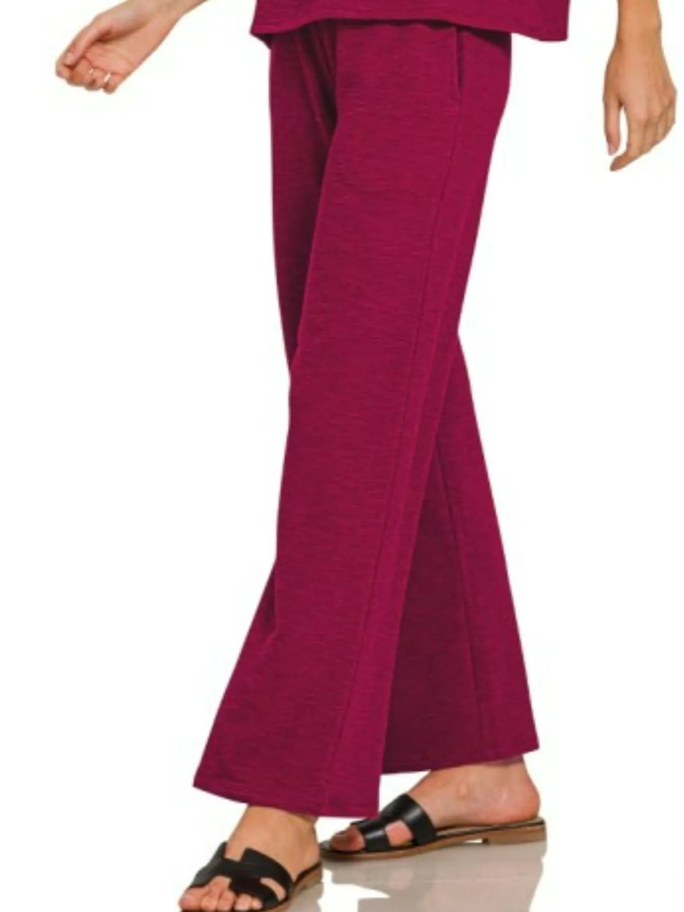 Zenana Slub Short Sleeve T-Shirt and Pants Set - Fashorio