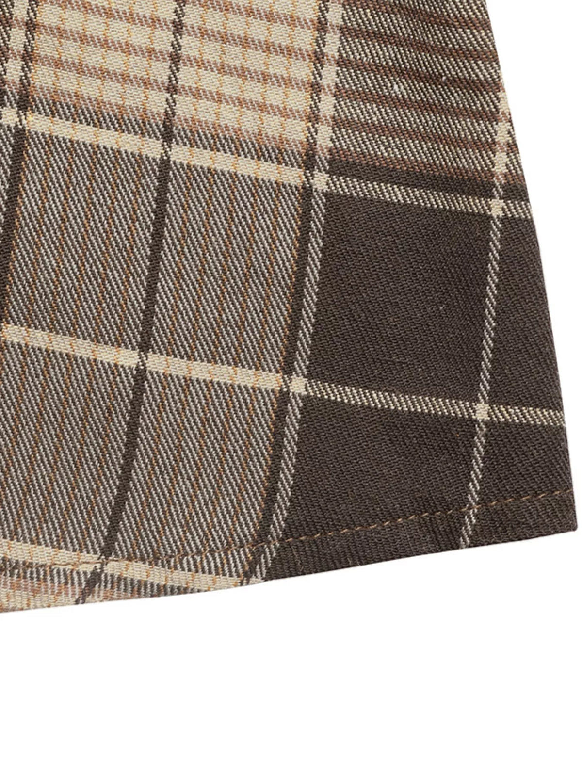 Plaid Button Up Long Sleeve Shirt Dress in Dark Gray close up