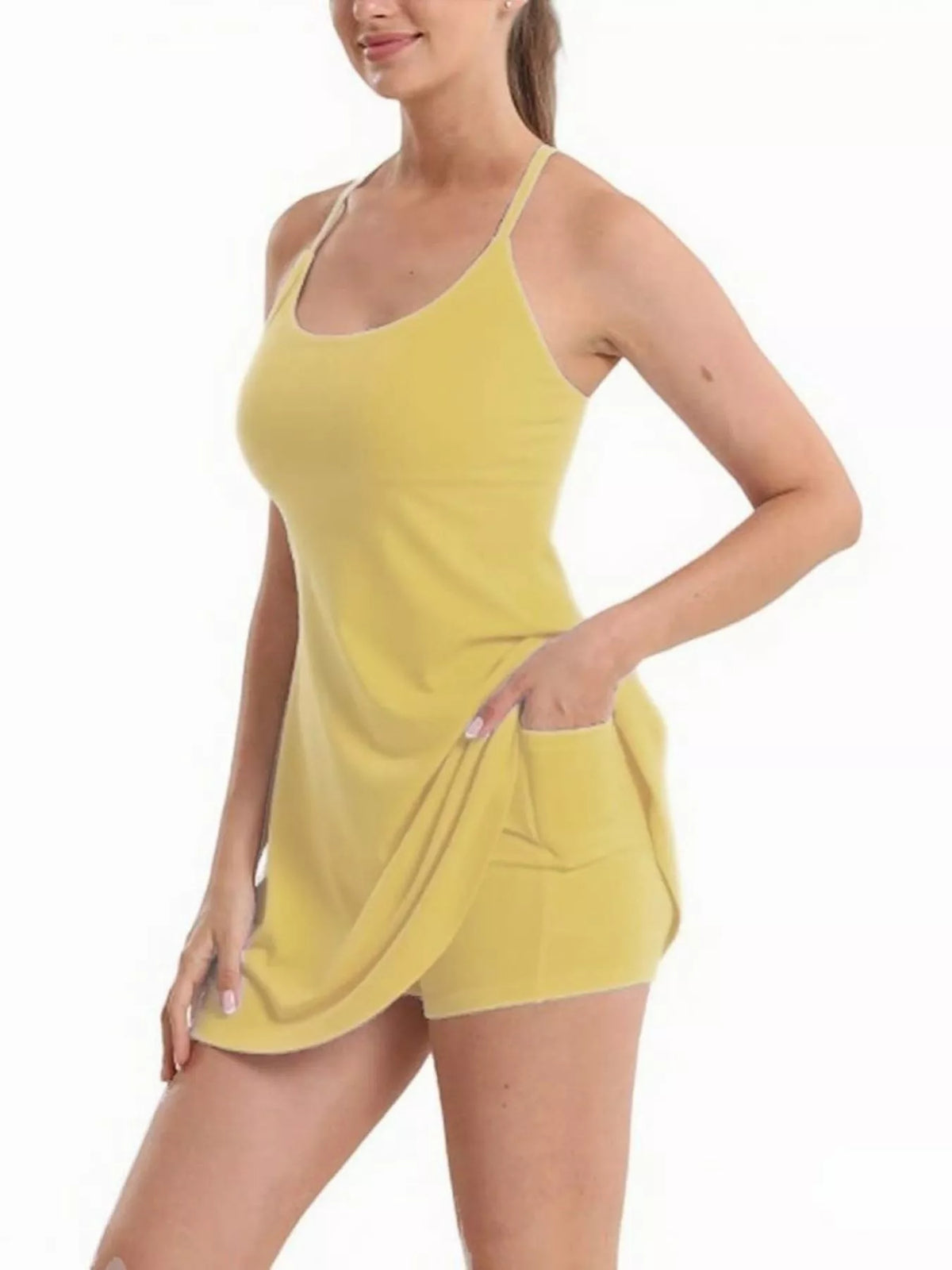 Coordinated cami and shorts active set back view