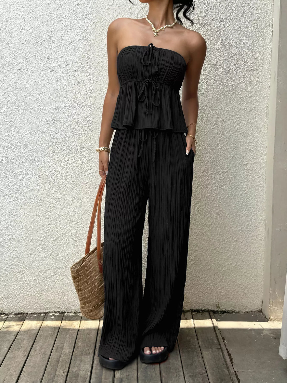 Tube Top and Wide Leg Pants Set, view 10