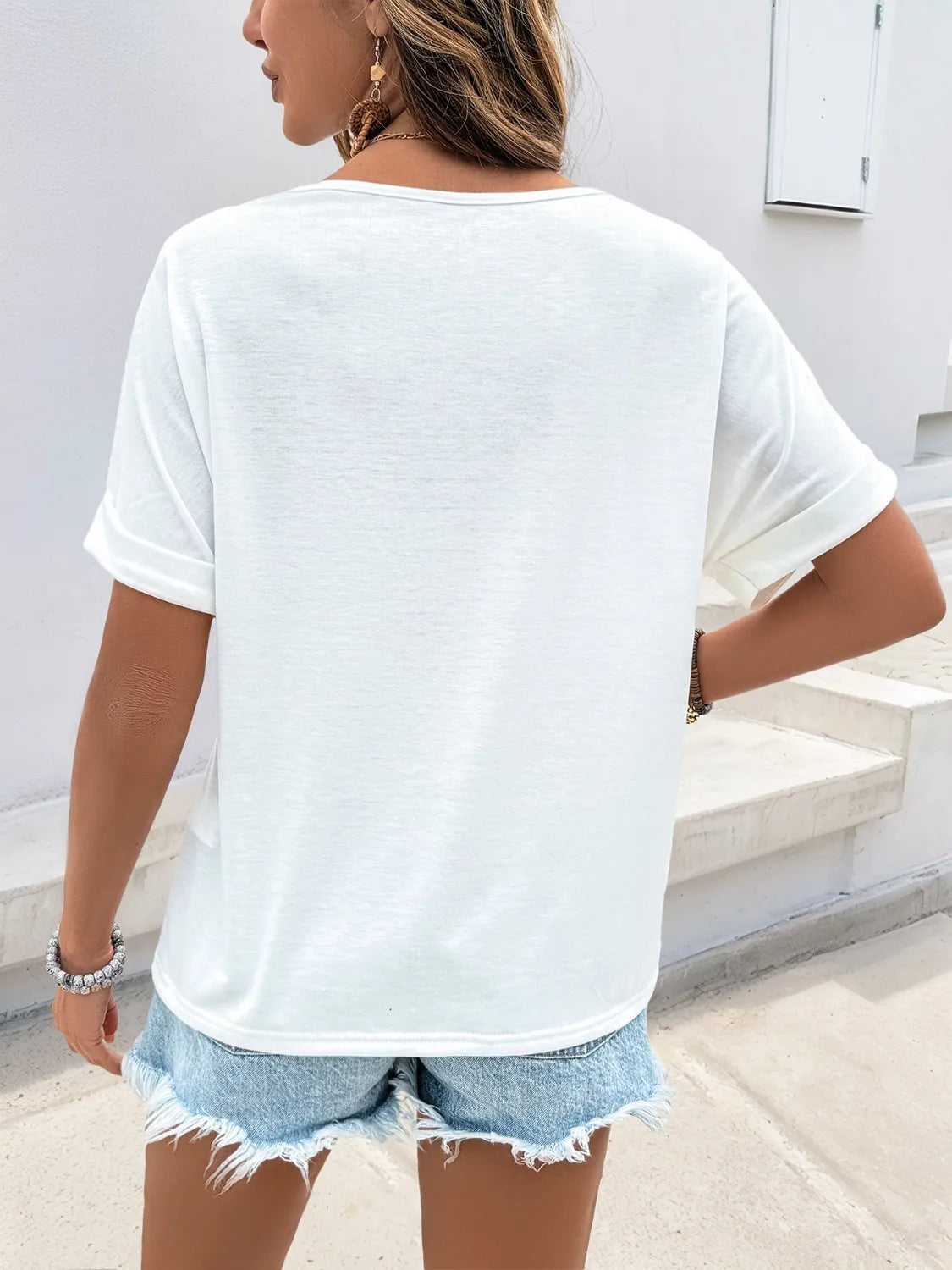 Contrast V-neck top back view