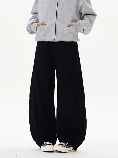 Men's Washed Wide Leg Curved Cargo Jeans - Fashorio