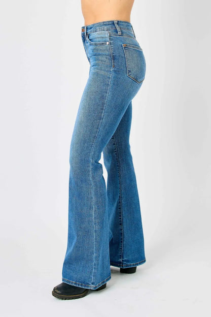 Judy Blue Full Size High-Waisted Classic Flare Jeans Plus Size - Fashorio