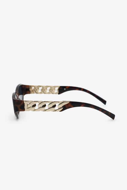 Chain Detail Temple Cat Eye Sunglasses - Fashorio