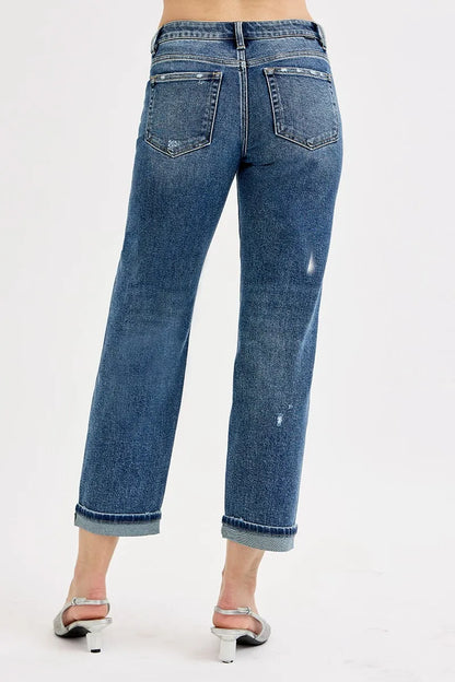 RISEN Full Size Low Rise Crop Boyfriend Jeans Plus Size - Fashorio