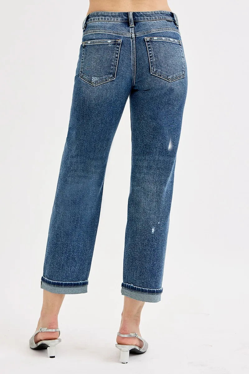 RISEN Full Size Low Rise Crop Boyfriend Jeans Plus Size - Fashorio
