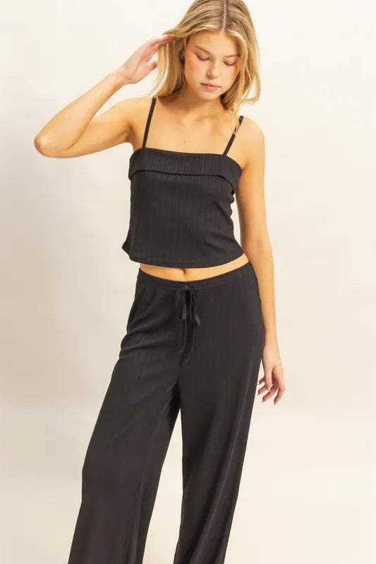 Rib Knit Cami Top and Pants Set detail
