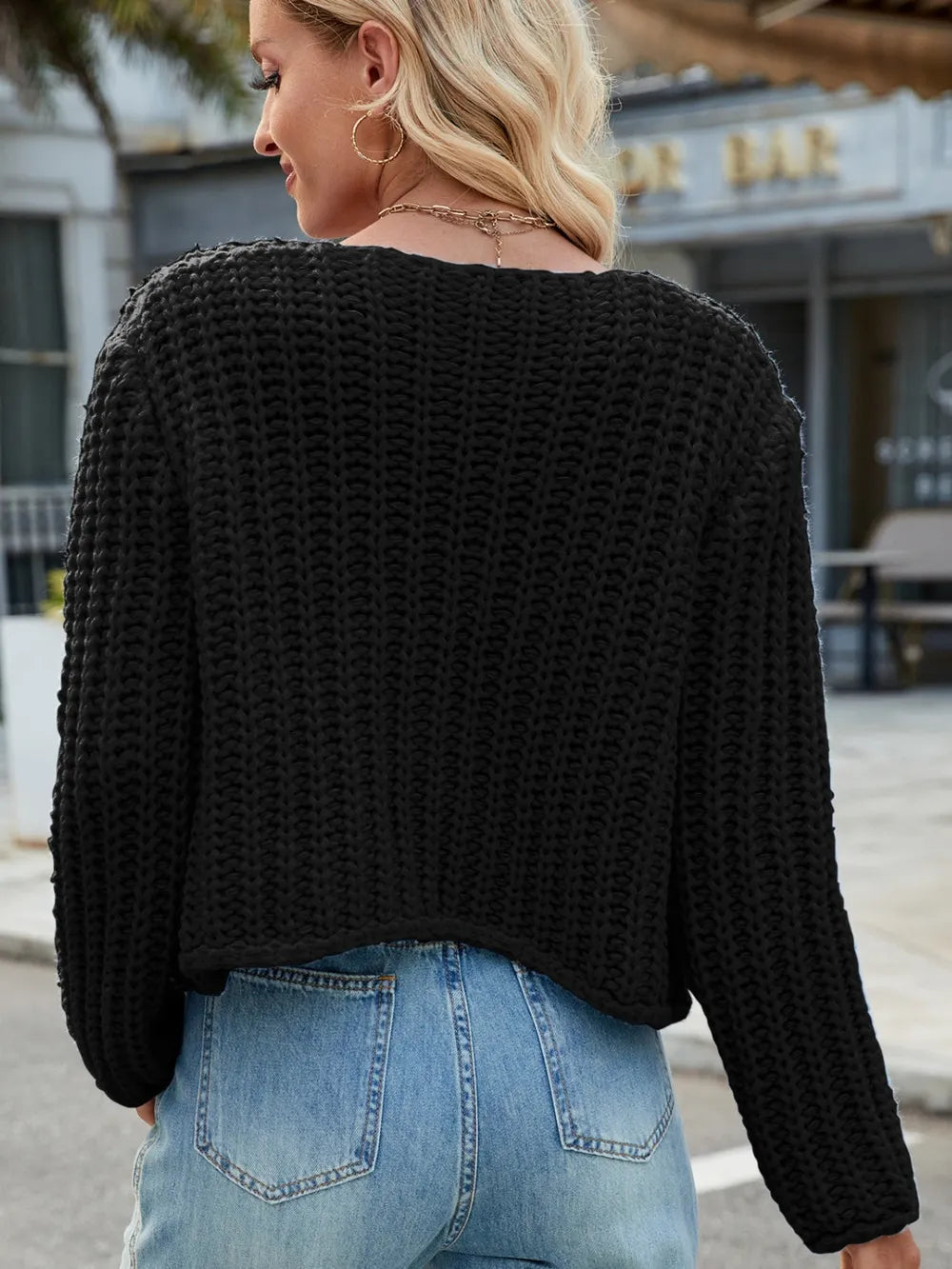 Round Neck Button Up Cardigan with Pockets - Fashorio