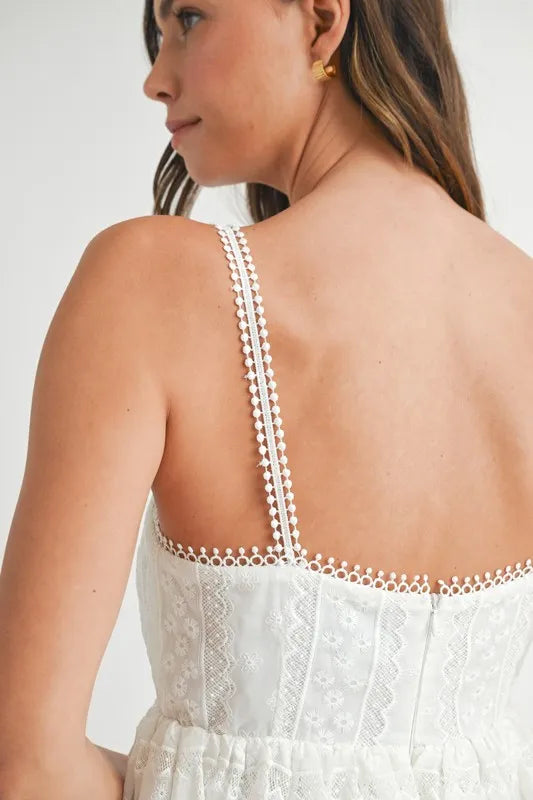 Eyelet Lace Babydoll Mini Cami Dress view 8