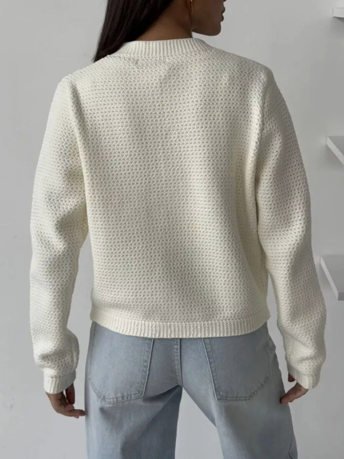 Button Up Texture Knit Cardigan, view 8