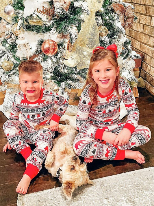Christmas Long Sleeve Top and Pants Set Multicolor - Fashorio