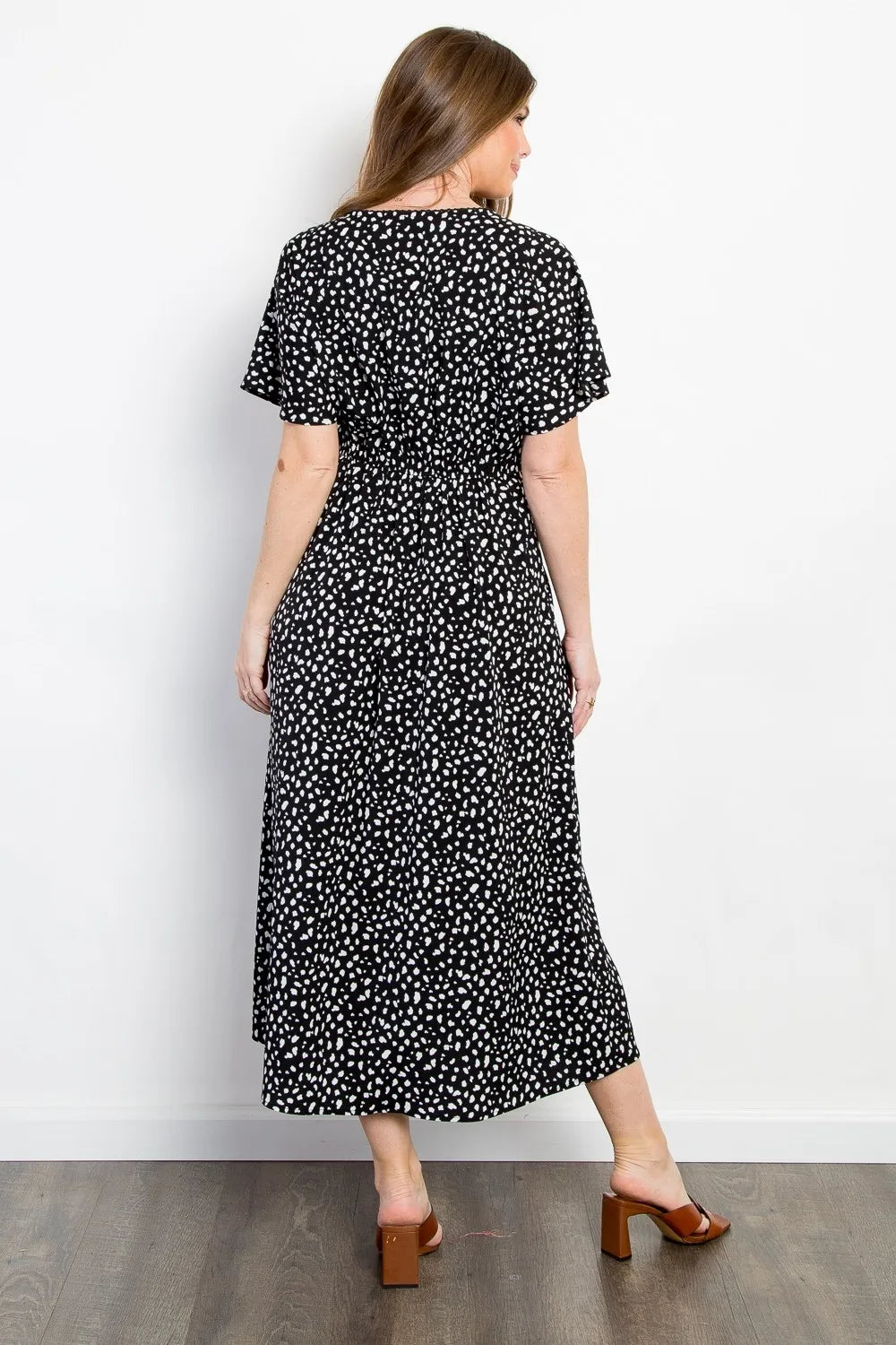 Printed Smocked Waist Dress back view