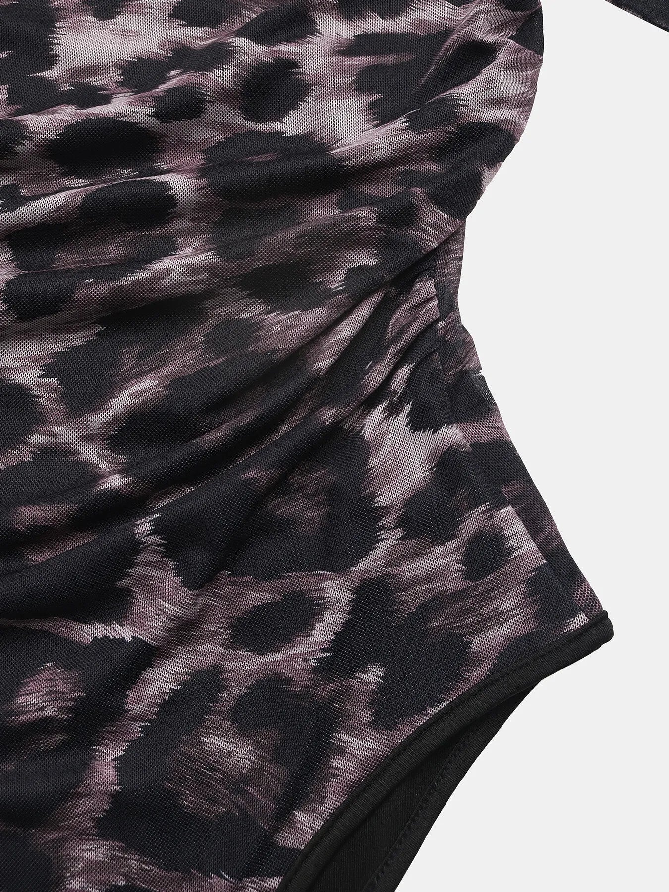 Leopard Print One Shoulder Long Sleeve Bodysuit - Fashorio