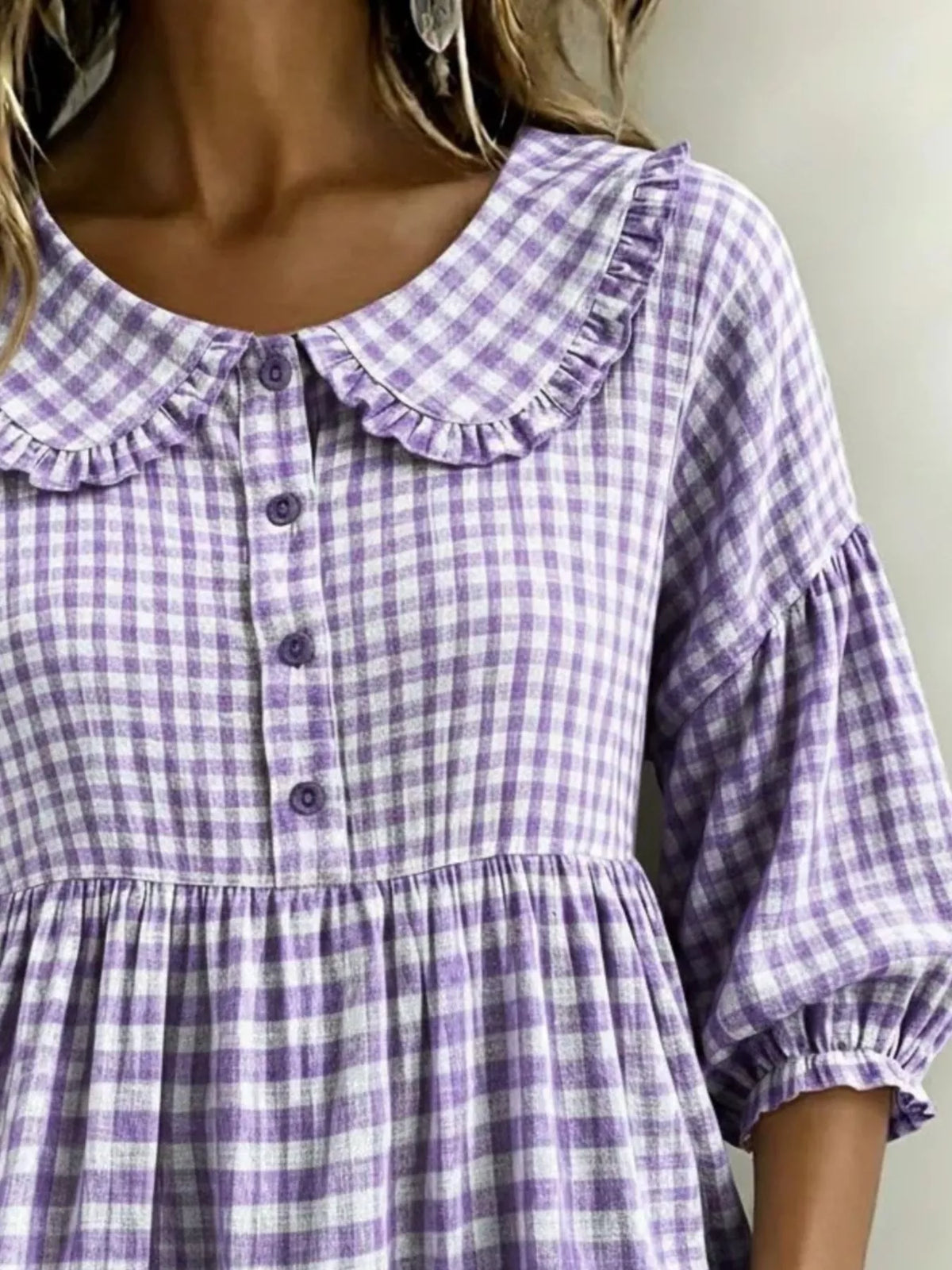 Gingham blouse angled view
