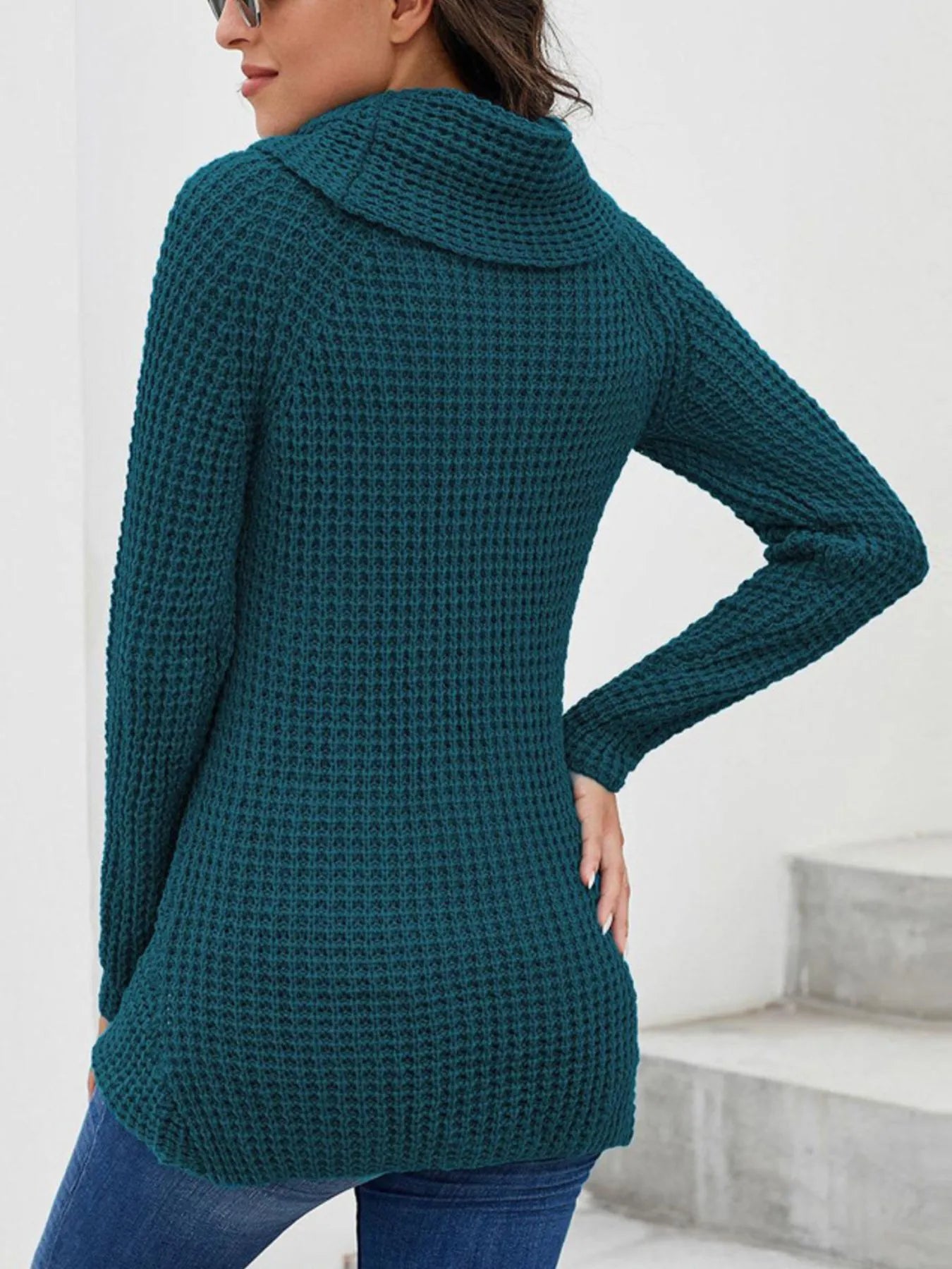 Full Size Texture Turtleneck Long Sleeve Sweater Plus Size - Fashorio