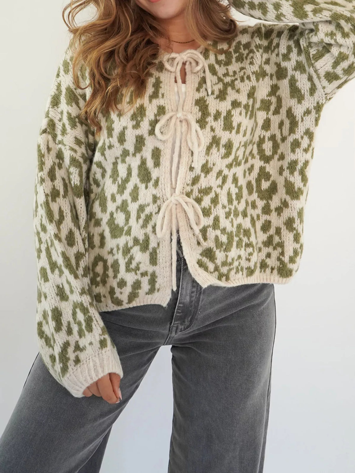 Tie front cardigan burnt coral tone
