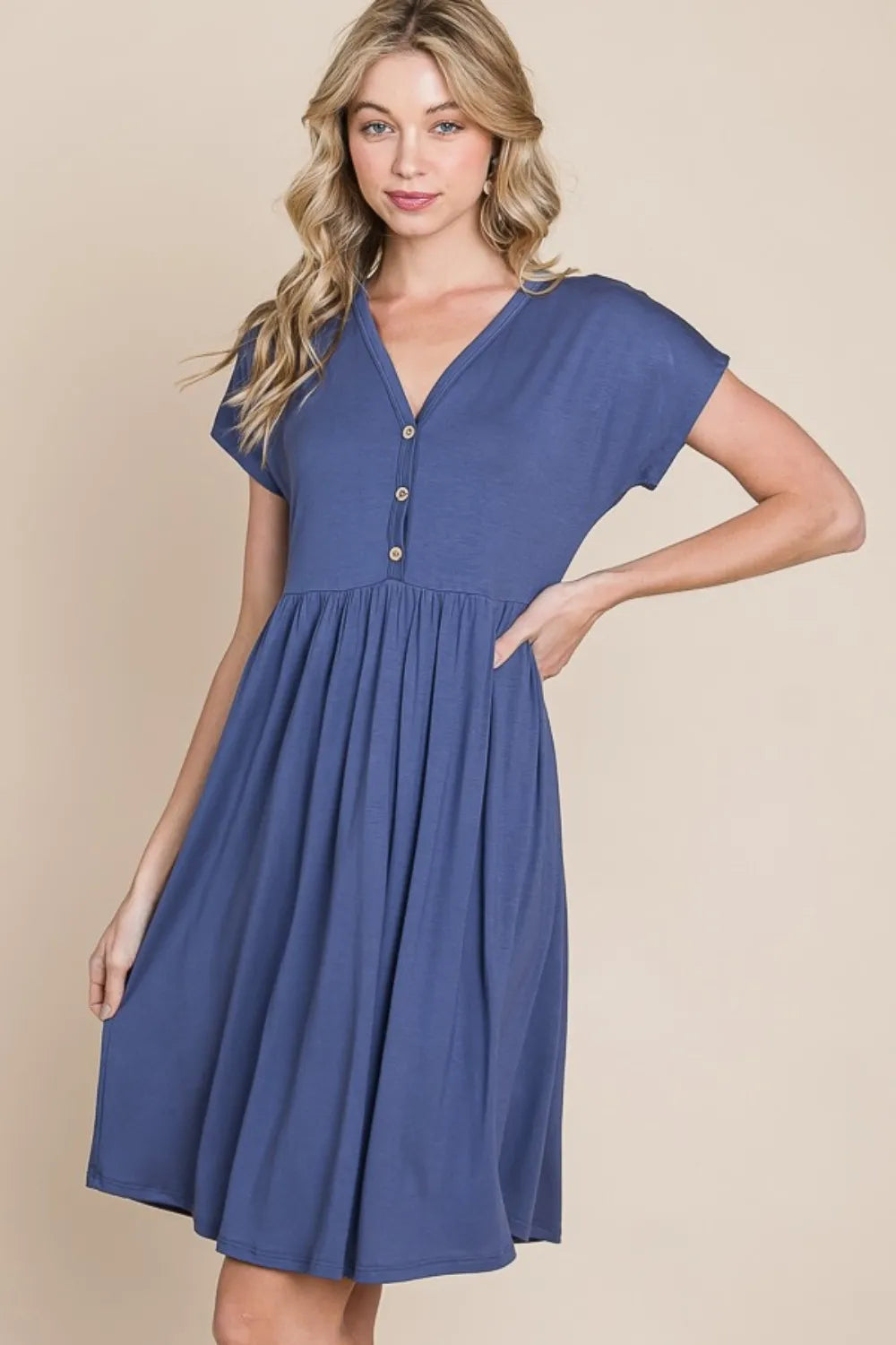 V Neck Short Sleeve Dress styled look