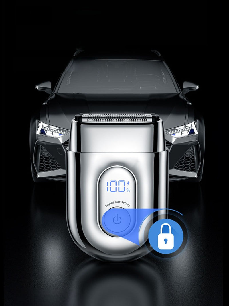 Silver portable mini electric shaver front view