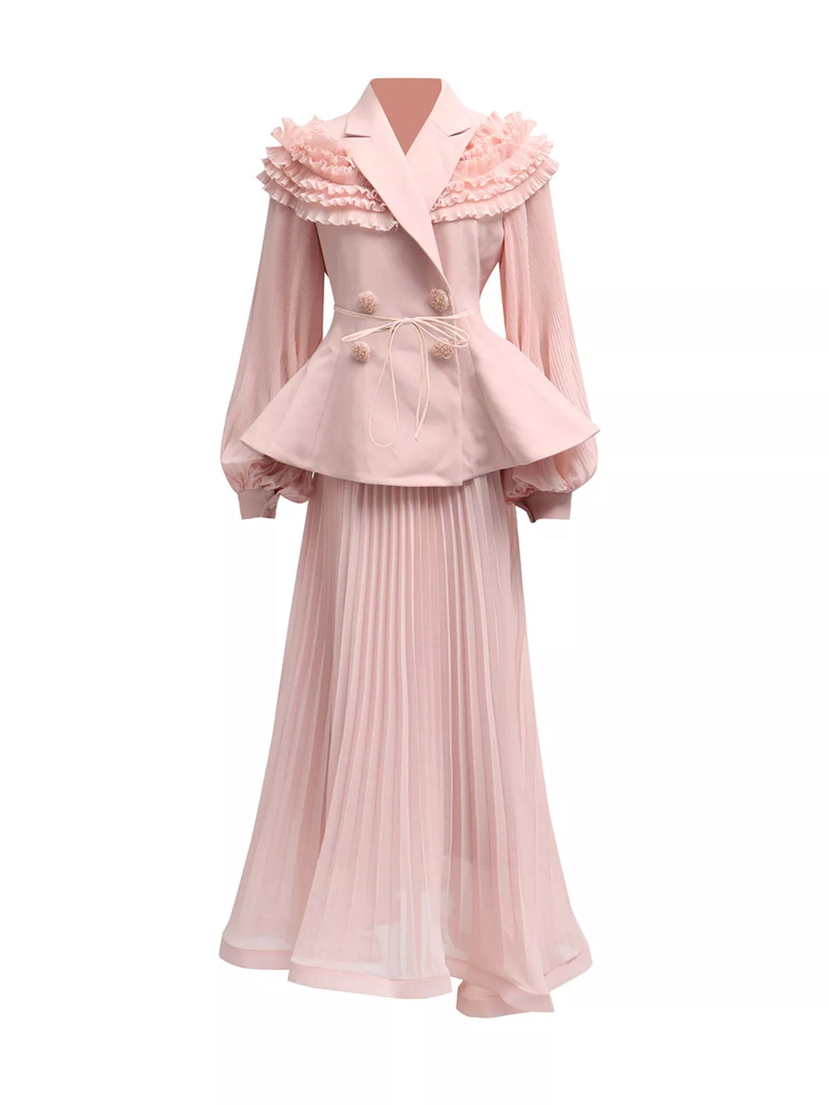 Coordinated top and pleated skirt set side view