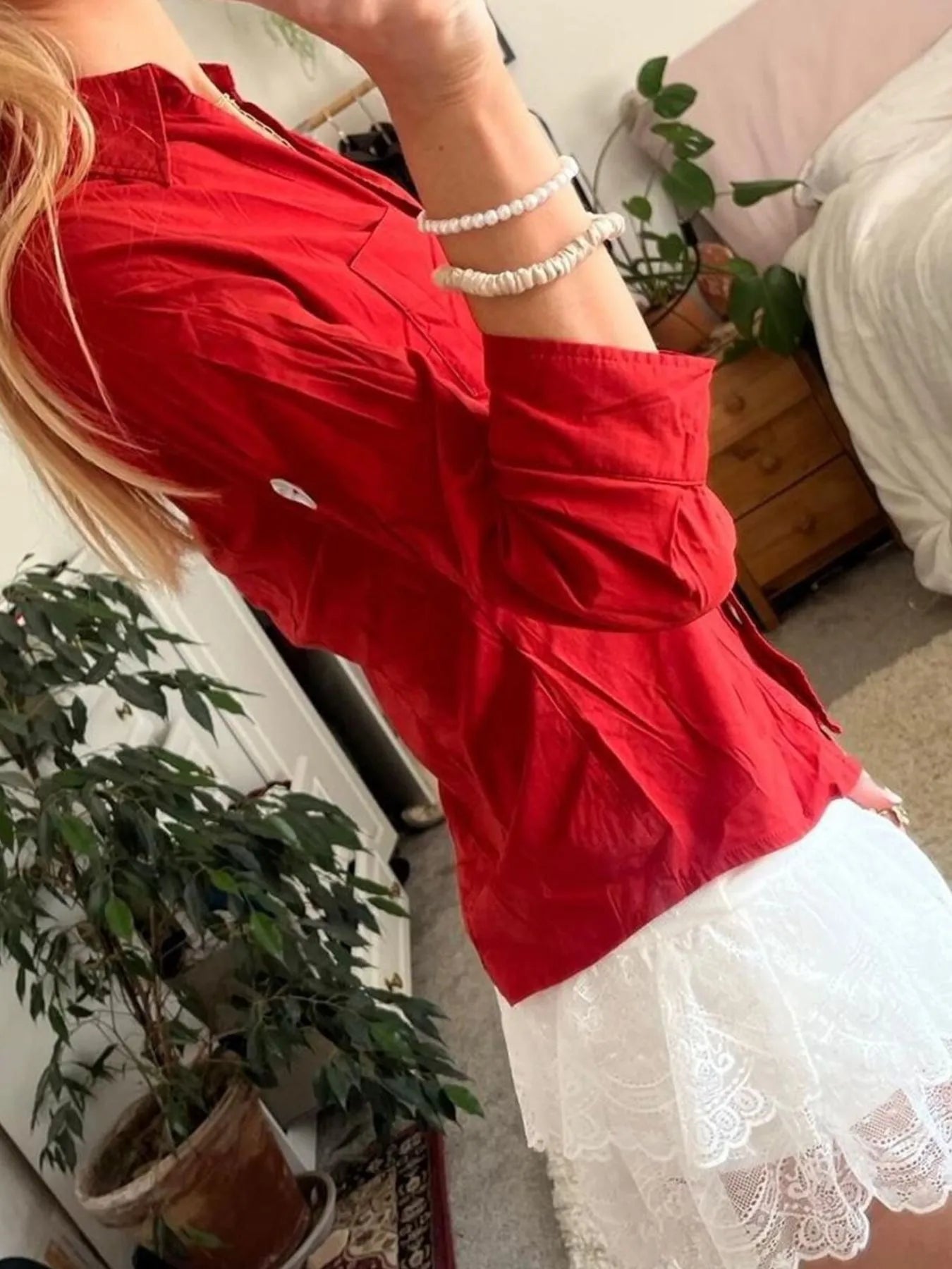 Collared Neck Button-Down Shirt - Fashorio