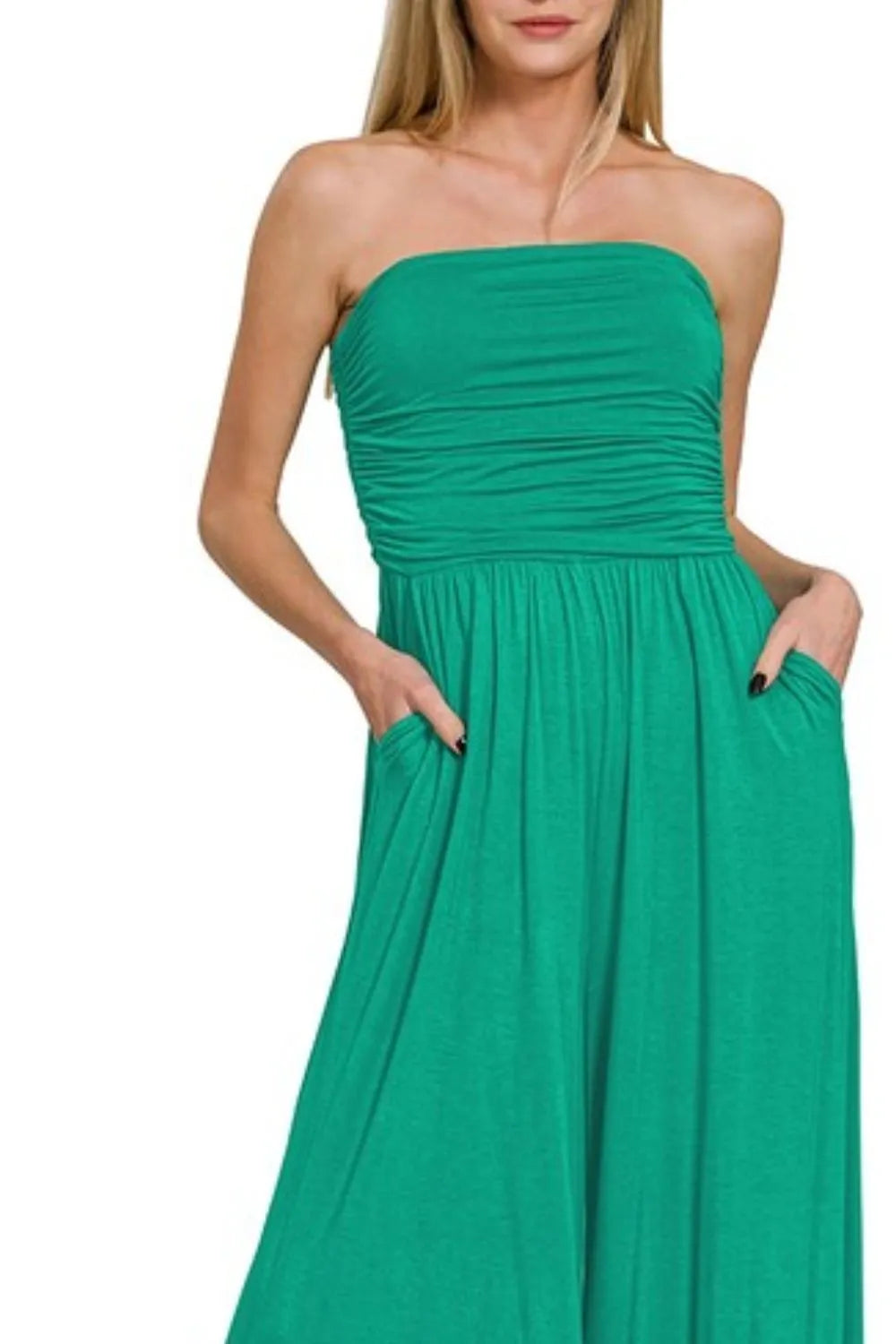Double Layered Strapless Tube Top Jumpsuit side view