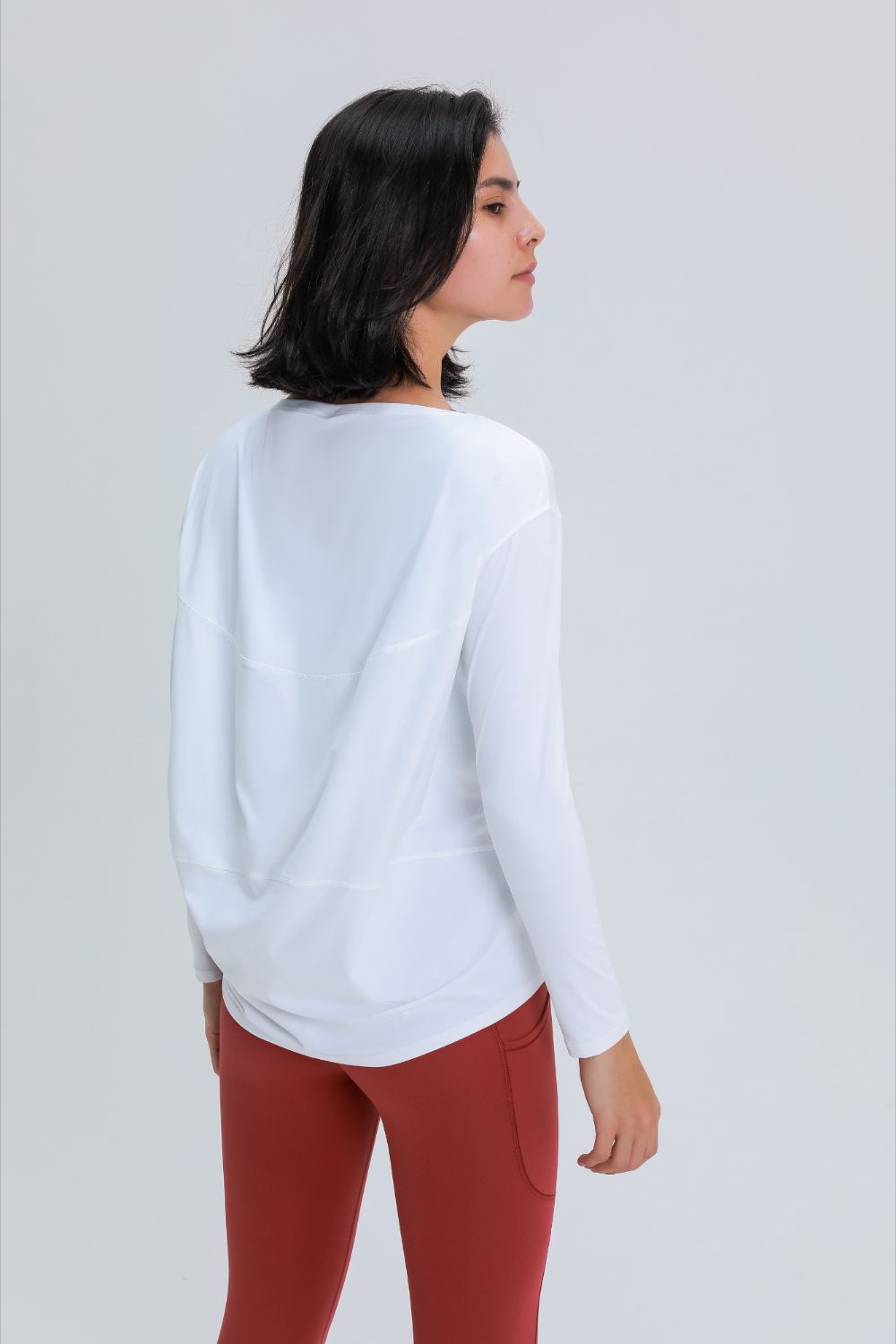 Loose fit active pullover top styled view