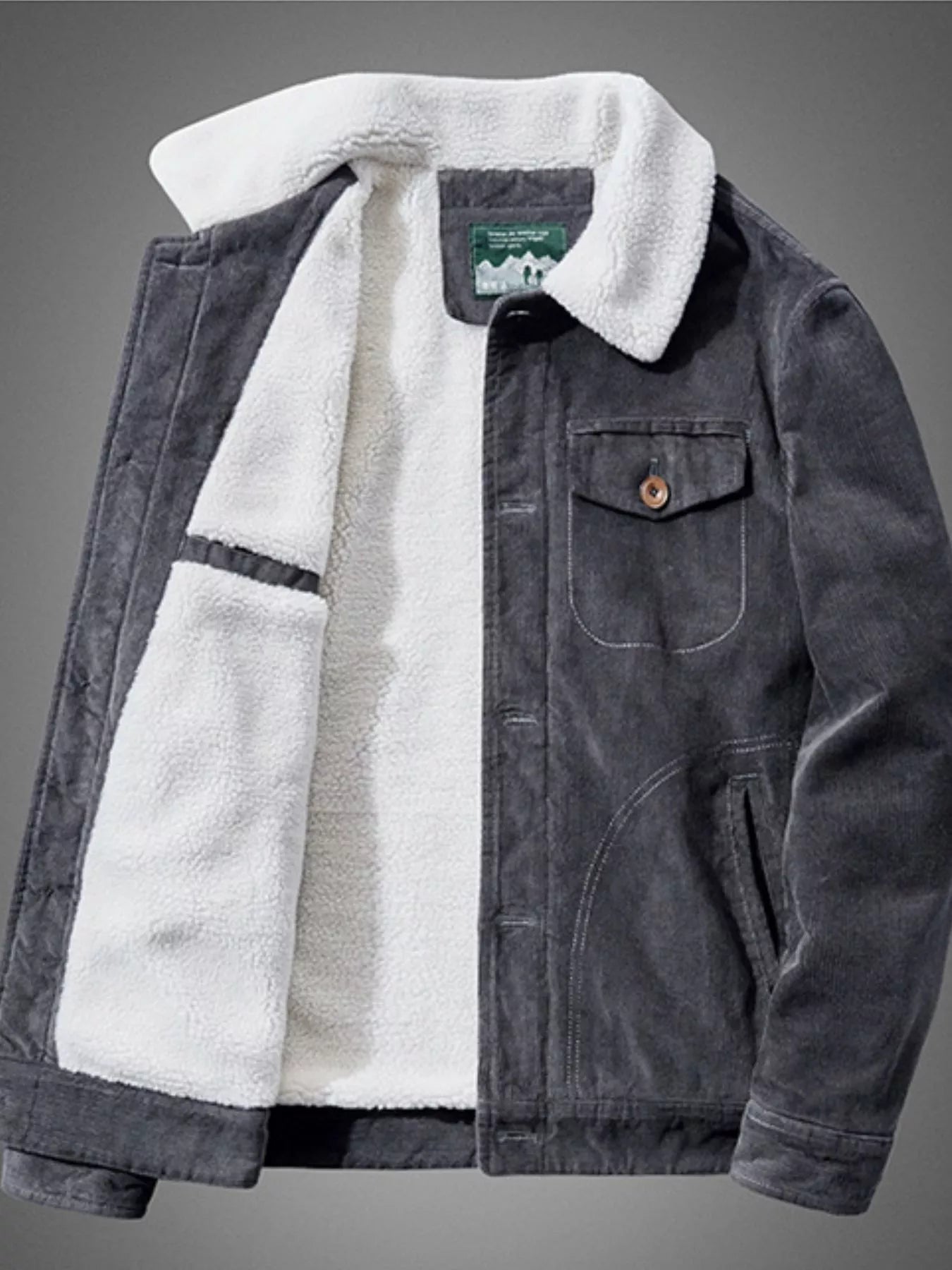 Men's Plus Size Sherpa Corduroy Button Up Jacket - Fashorio