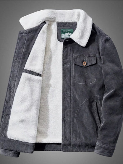 Men's Plus Size Sherpa Corduroy Button Up Jacket - Fashorio