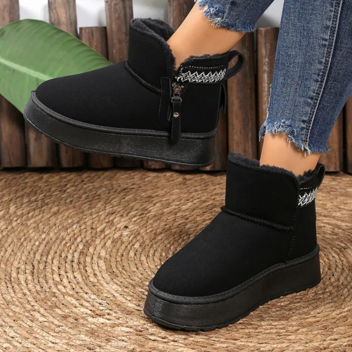 Suede Ankle Boots with Decorative Strap side profile