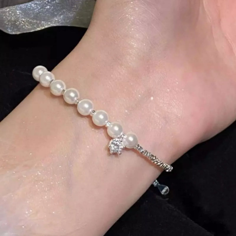Sterling silver pearl bracelet front view