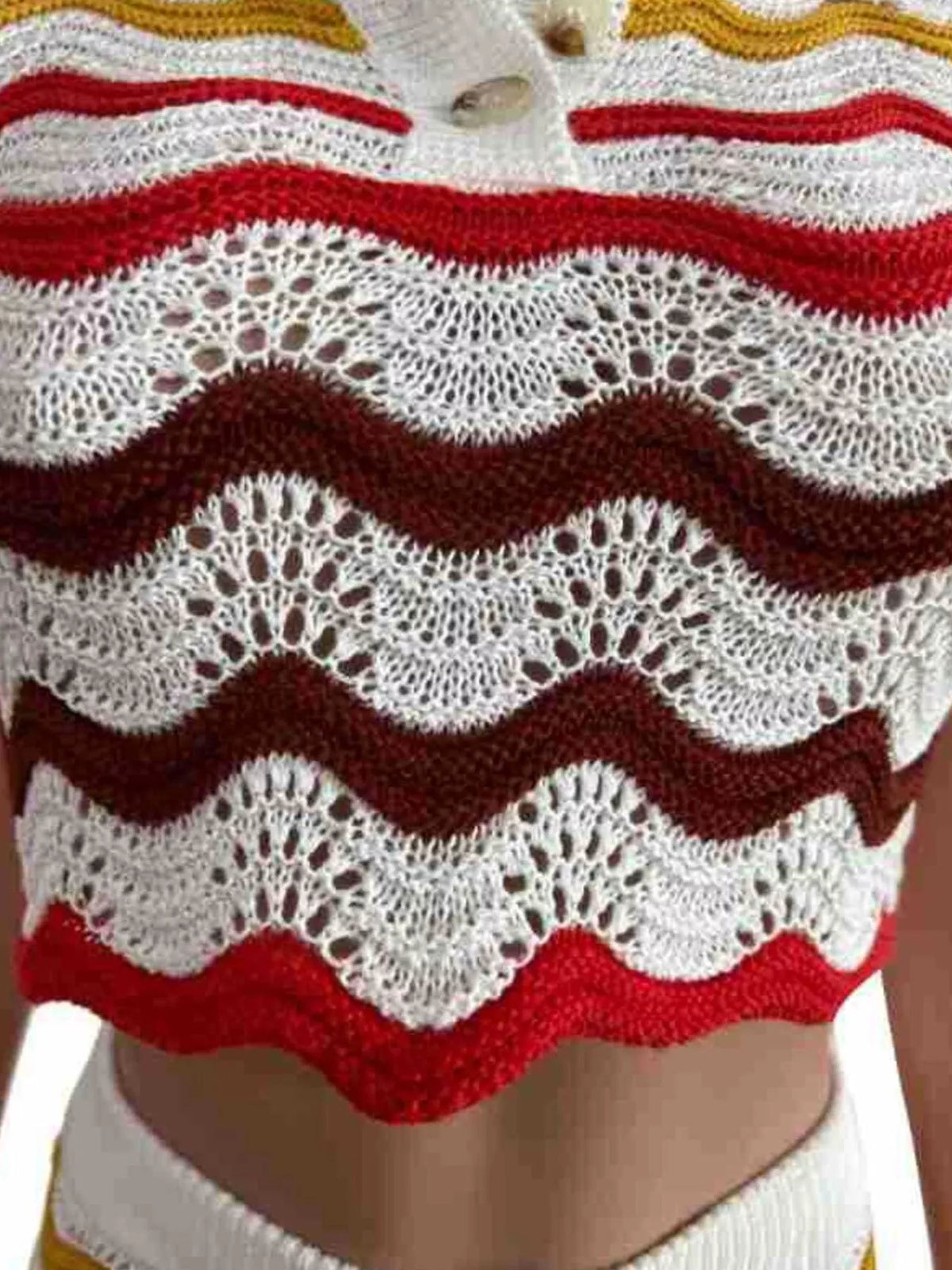 Zigzag Crochet Knit Top and Shorts Set, view 12